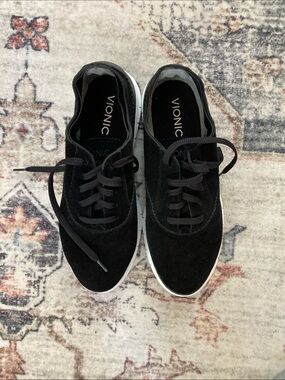 Vionic Black Suede Lace-Up Casual Sneakers